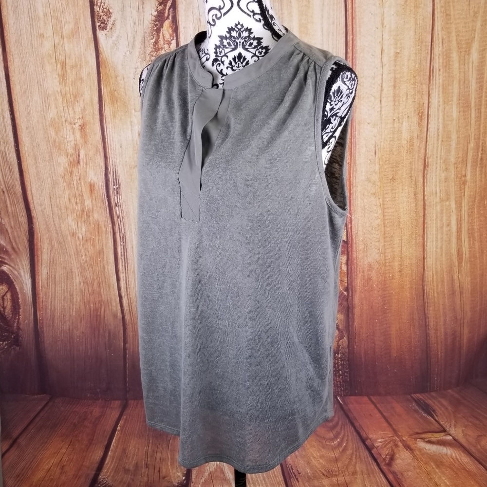 Crosby Womens Green Sleeveless Sheer Tunic Size XL